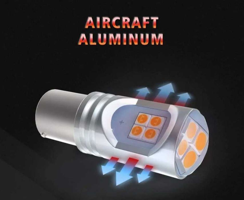 2бр LED крушки за мигач P21W с вградена лупа 12 диода.