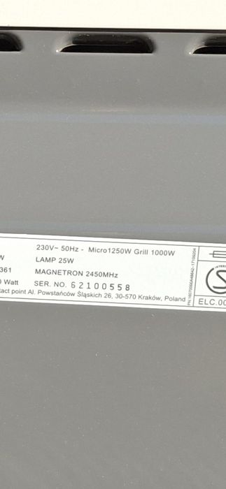 микровълнова electrolux micro 1250 w grill 1000 w