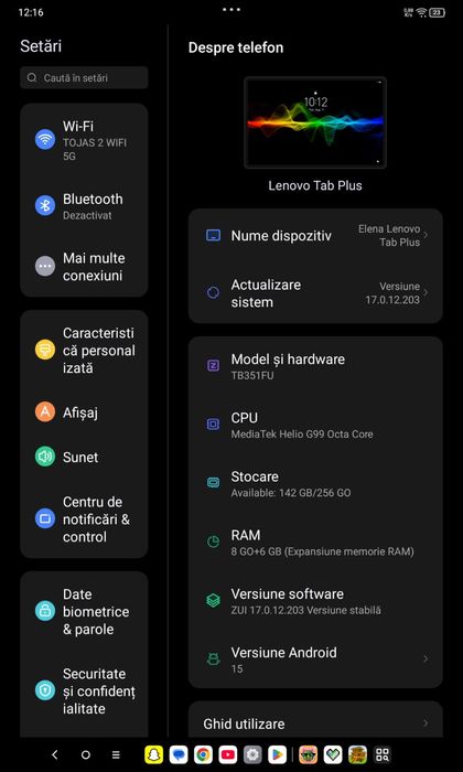 Vând tabletă Lenovo Tab Plus 256 GB