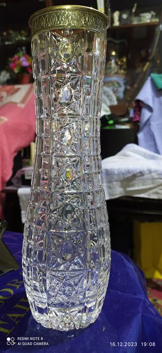 Хрустальная ваза серебро