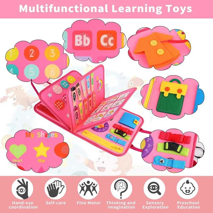 Бизиборд занимателно куфарче книжка Монтесори активна дъска за учене