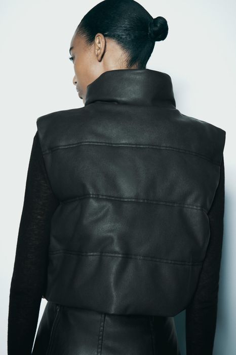 Размер М дамска грейка кожа черна състарен ефект