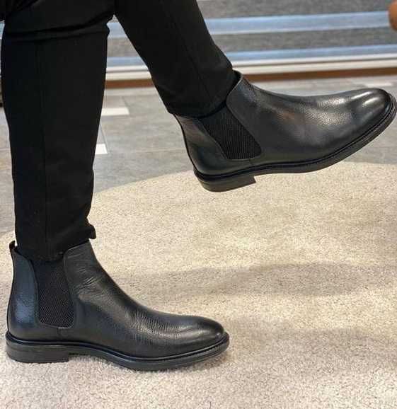 Ghete chelsea 44 plain toe Salamander Italy piele naturala moale