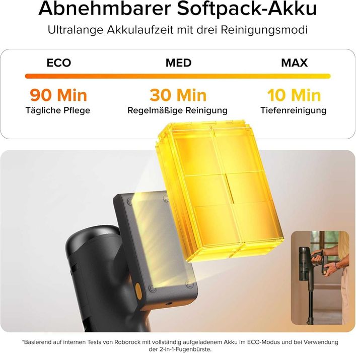Нова Безжична Вертикална Прахосмукачка Roborock H60 Hub Ultra, 2 години Гаранция, LED, До 90 минути Работа