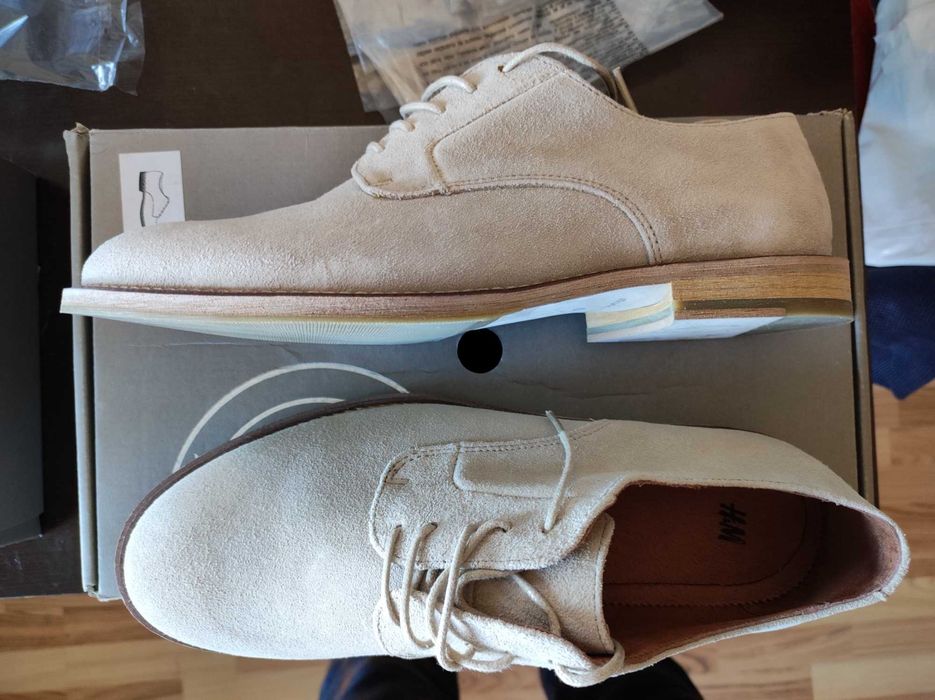 Pantofi Derby din piele H&M Premium Selection bej, casual, mar.40, noi