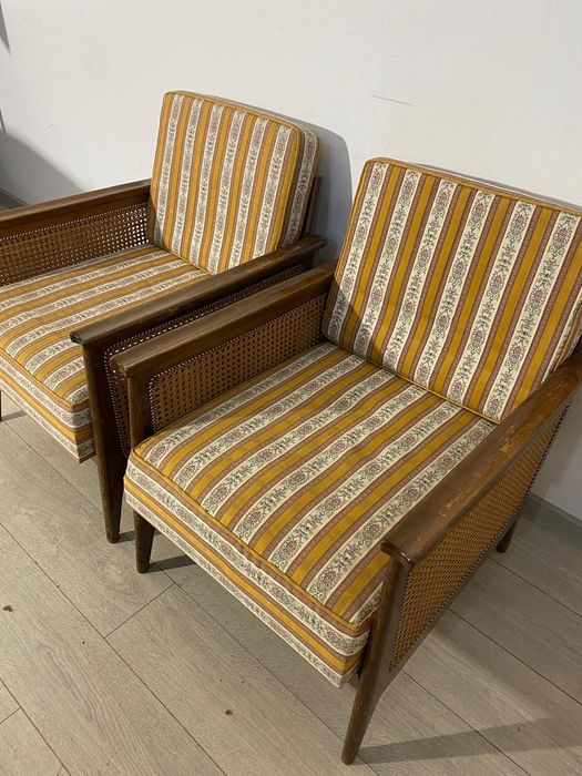 Set Retro Vintage Canapea cu 2 Fotolii