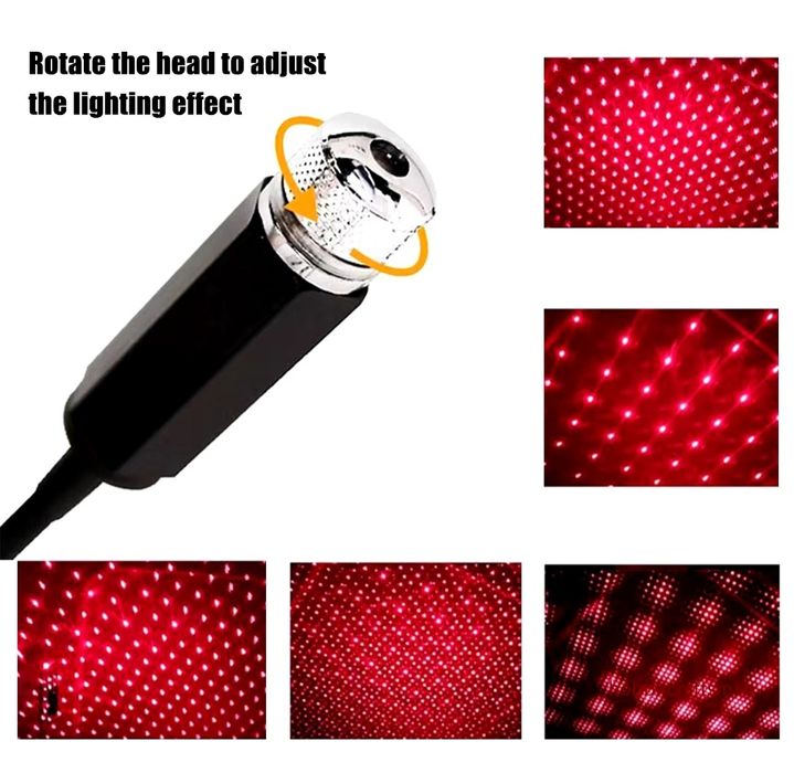 Lampa Laser Stelute Rosii Rosu USB Star Light Lumini Ambientale auto