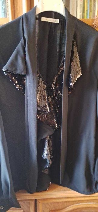bluza de ocazie noua culoare neagra cu jabou din paiete 46 -XL 110 lei