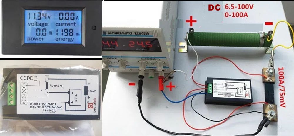 Panou de masura, AC/DC 100A - Voltmetru/Ampermetru/Wattmetru. Nou!