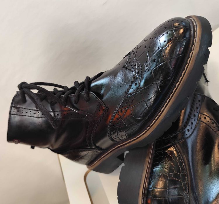 Ghete lace up brogue 40 Lav Artigianale piele naturala moale