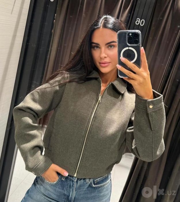 Бомбер Zara цвета хаки, размер S