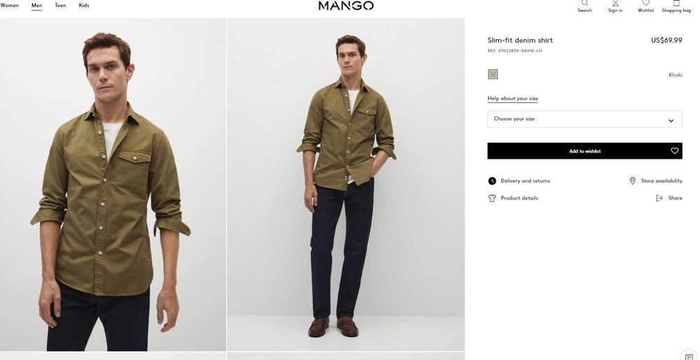 Camasa Denim Blugi Slim-Fit din bumbac marca MANGO