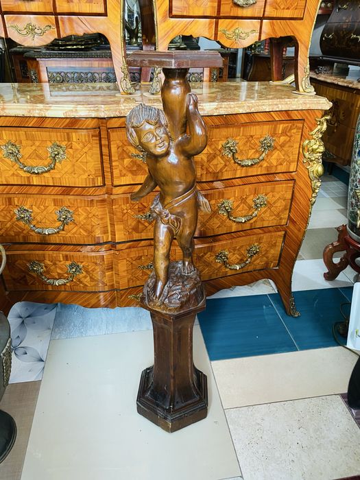 Piedestal Vintage Coloana Suport Lemn  Masiv