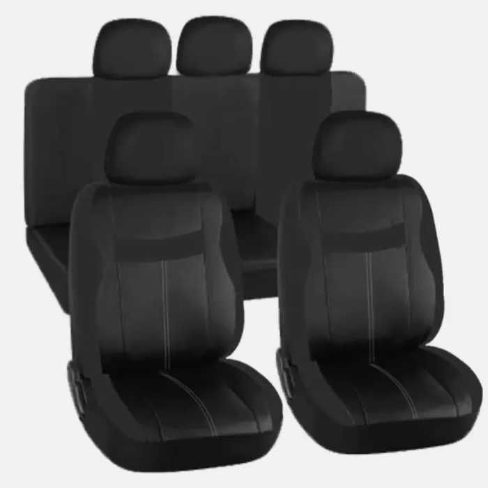 Тапицерия за кола от кожа 9 Части - Червен или сив конец