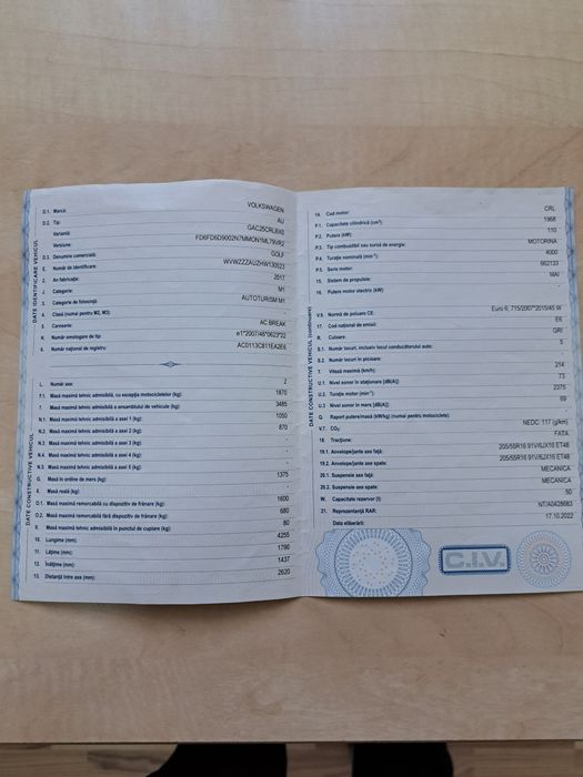 Vand Golf VII 2016VIN2017