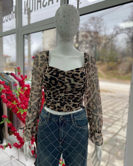 Леопардов топ с дълъг ръкав – размер S
