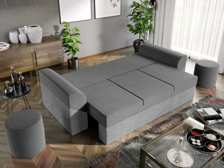 Canapea Extensibila Cali Catifea / Reiat Gri Deschis