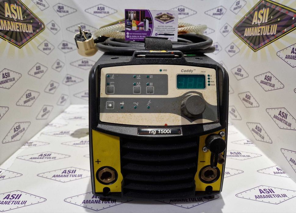 Aparat de sudură ESAB Caddy Tig 1500i cu panou de control TA33 destinat sudurii TIG (WIG) și MMA (cu electrod învelit)