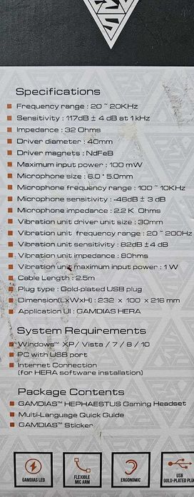 Игровые Наушники  GAMDIAS HEPHAESTUS GHS2000