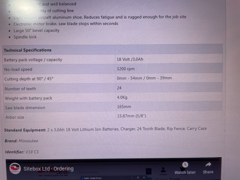 Vand circular Milwaukee V18CS impecabil