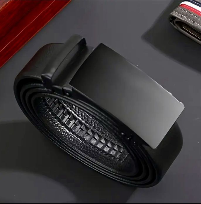 Мъжки официални кожени колани с тъмно матирана катарама -10% Промоция!