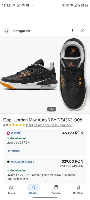 Jordan 5 max aura mărimea 40