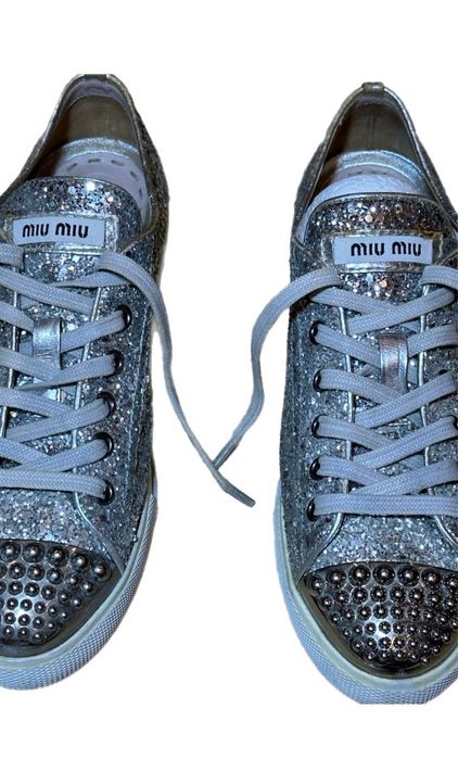 Кожаные кроссовки miu miu
