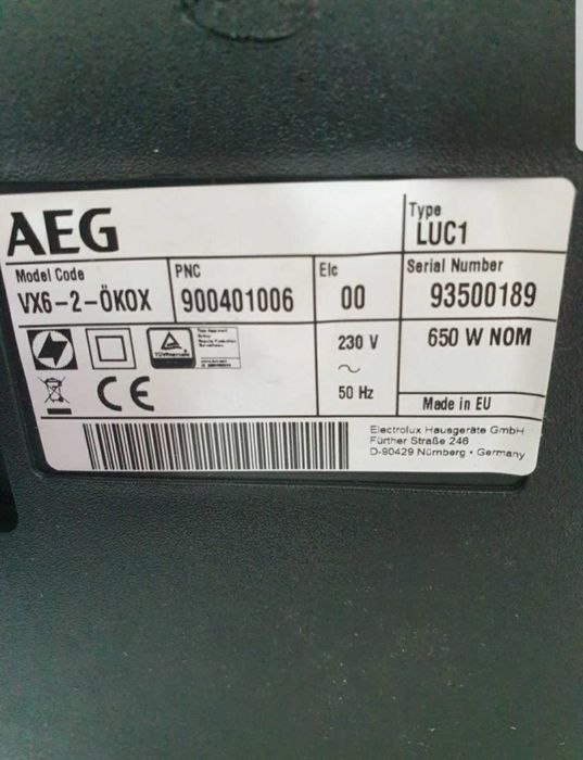 Aspirator cu sac, AEG VX6-2-OKOX X FORCE, 800 W, negru