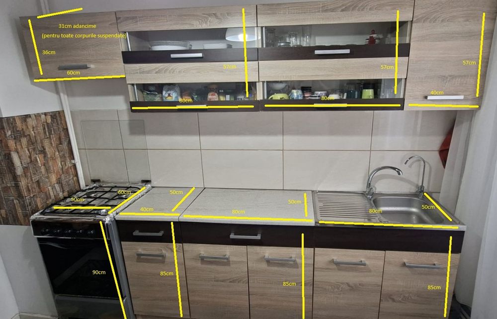 Mobila bucatarie completa cu aragaz si chiuveta