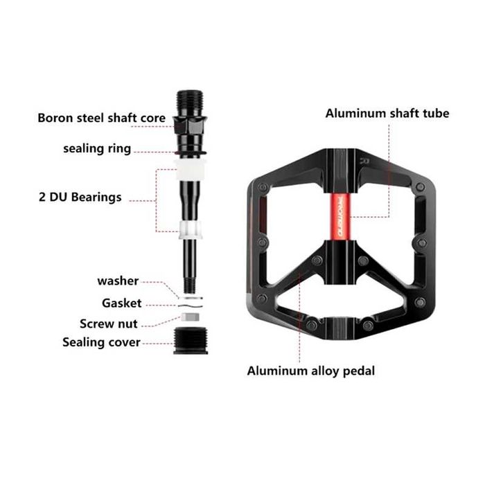 Леки алуминиеви педали за велосипед PROMEND M24N, Двоен DU лагер, Пин