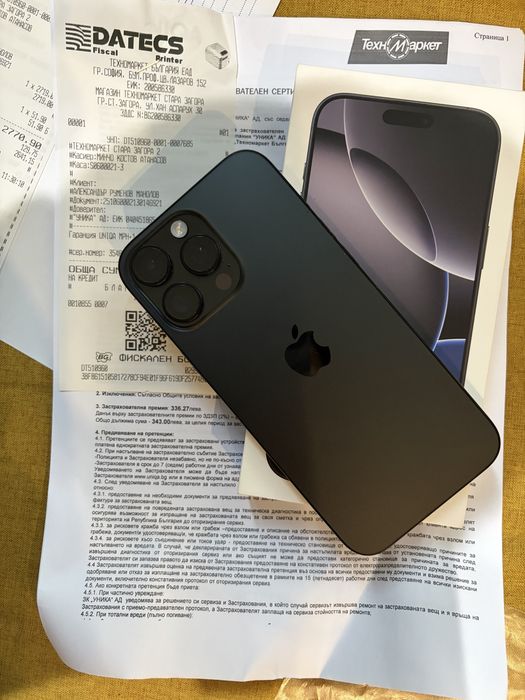 Iphone 16 pro MAX с допълнителна застраховка и гаранция
