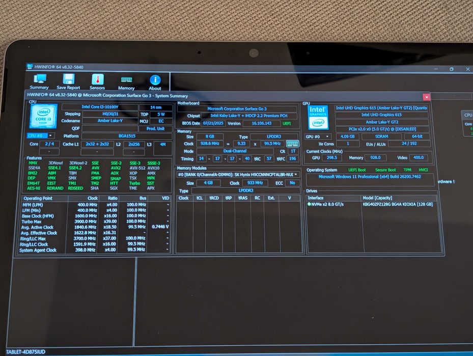 Microsoft Surface Go 3, i3 + Tastatura Originala Alcantara + husa