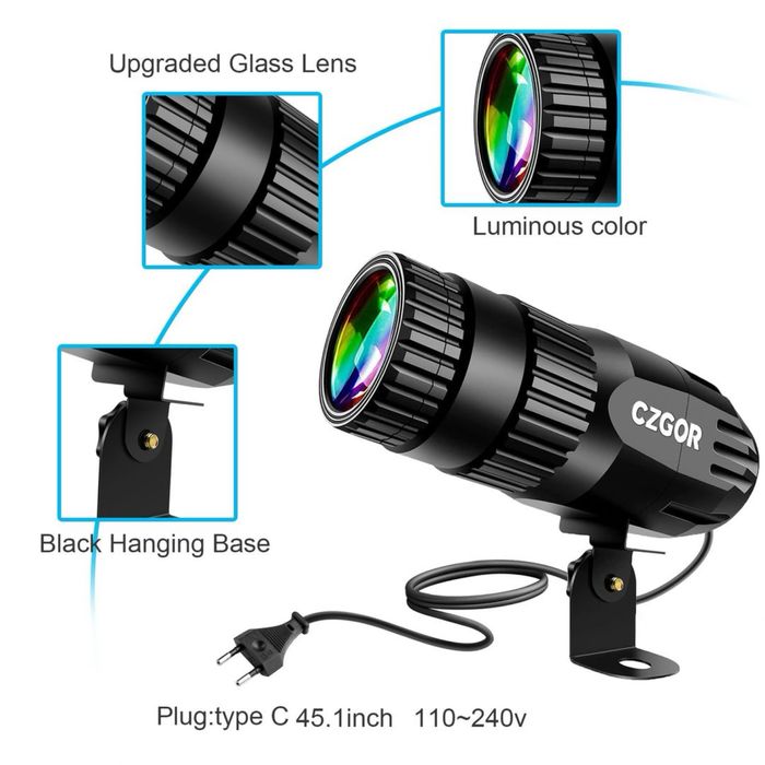 Proiectoare LED RGBW 15W Pin Spot 4 în 1 cu telecomandă