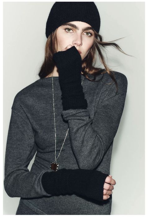 Дамски ръкавици Zara черни 5% вълна