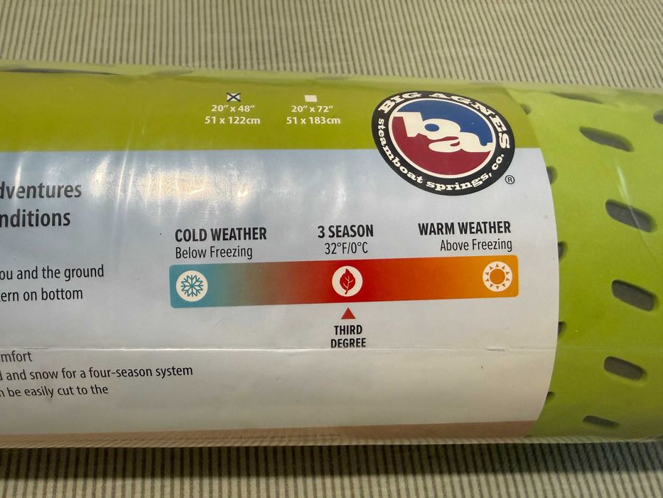 Продавам нова туристическа постелка Big Agnes Third Degree Foam Pad, размер S / 122 см - само 227 грама