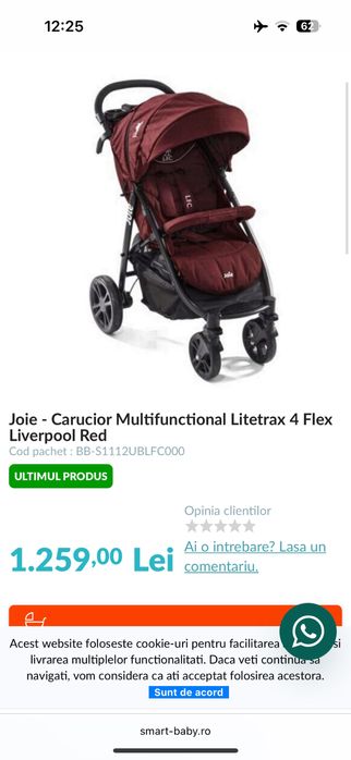 Carucior pliabil Joie Litetrax 4 Flex Liverpool rosu