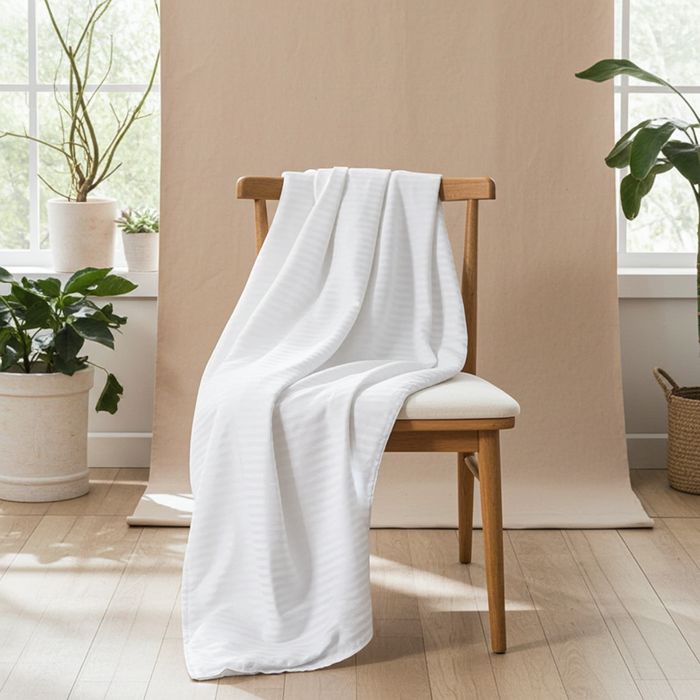 Lenjerie Damasc Suedia Dx013, Damasc, 4 Piese, Cu Elastic, Alb