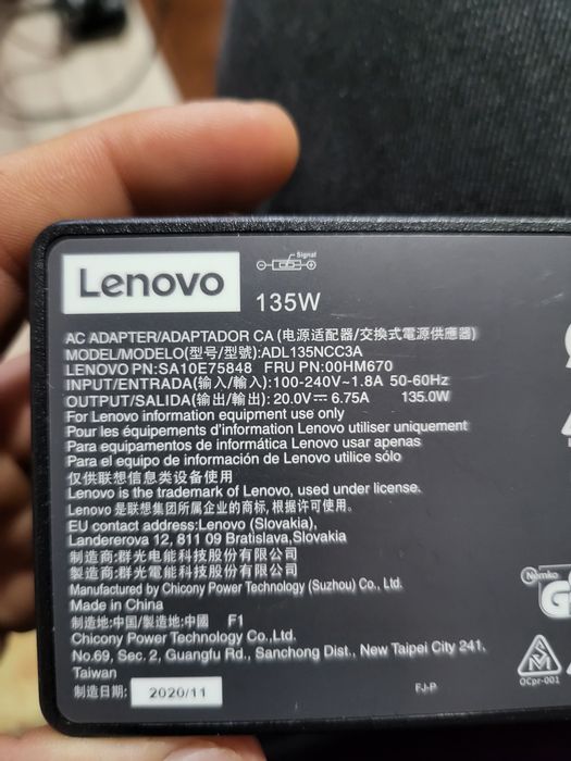 Incarcator Lenovo 135w 20v 6.75 amperi mufa patrata