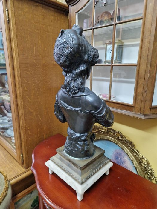 Уникален голям антикварен английски бронзов бюст