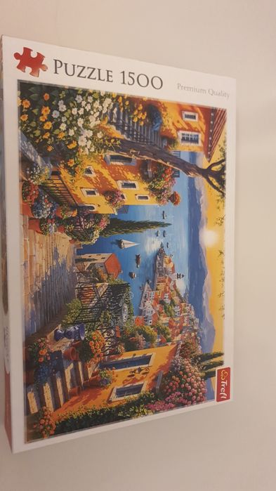 Tablou peisaj mediteranean liniștit din puzzle(85x58cm) cu rama inclusa (90x60cm)
