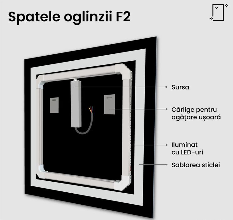 Oglindă iluminată LED cu funcție Bluetooth