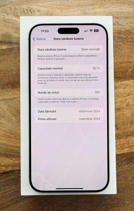 iPhone 16 Pro Max Natural Titanium 256 GB stare impecabila

Vand iPhon