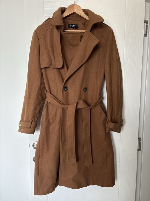 dkny trench палто, вълна, кафяв, размер 8(38-40)