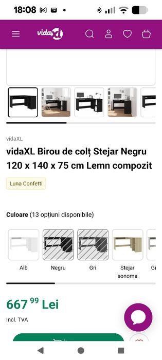 Birou vidaxl negru