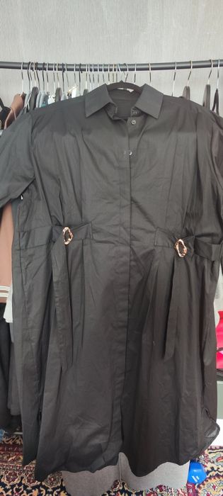 Дълга черна рокля тип риза