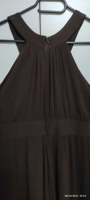 Rochie voal maro nunta si evenimente facuta la comanda vaporoasa lunga