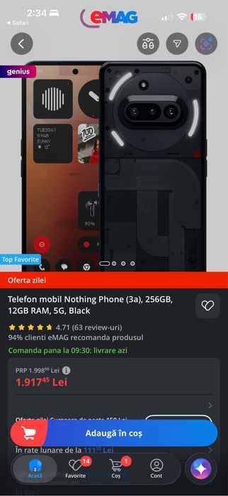 Nothing Phone 3A NOU 256GB si 12GB RAM