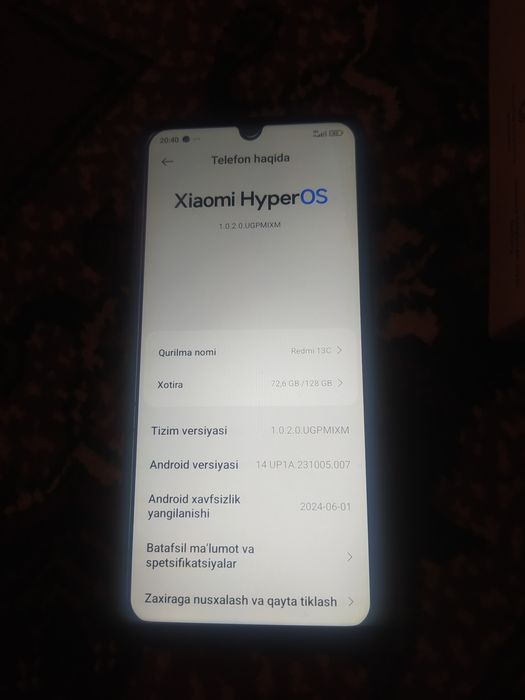 Redmi 13C 4 128 gb Yangi holatda 1 oy boʻldi olindaniga karobka dak bo