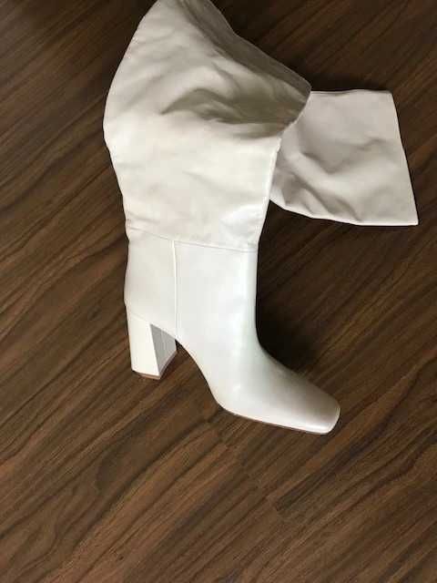 Zara cizme piele naturala tubice bej toc mic peste ghenunchi