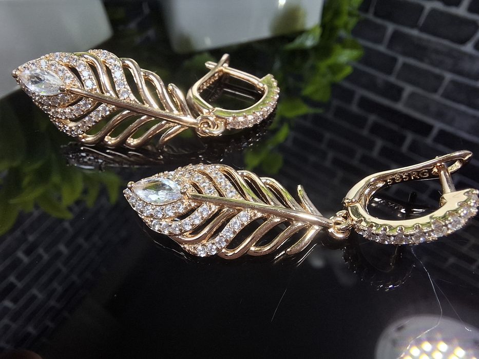 Серьги прямоугольние 585RG под золото